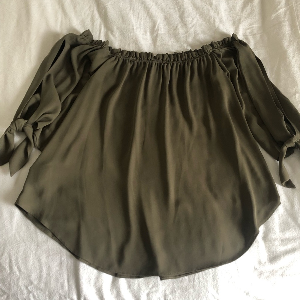 BCBG Off-The-Shoulder Tie Blouse